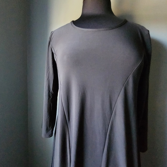 *NWT* Nina Leonard Black Drape Trapeze Dress - Picture 2 of 5